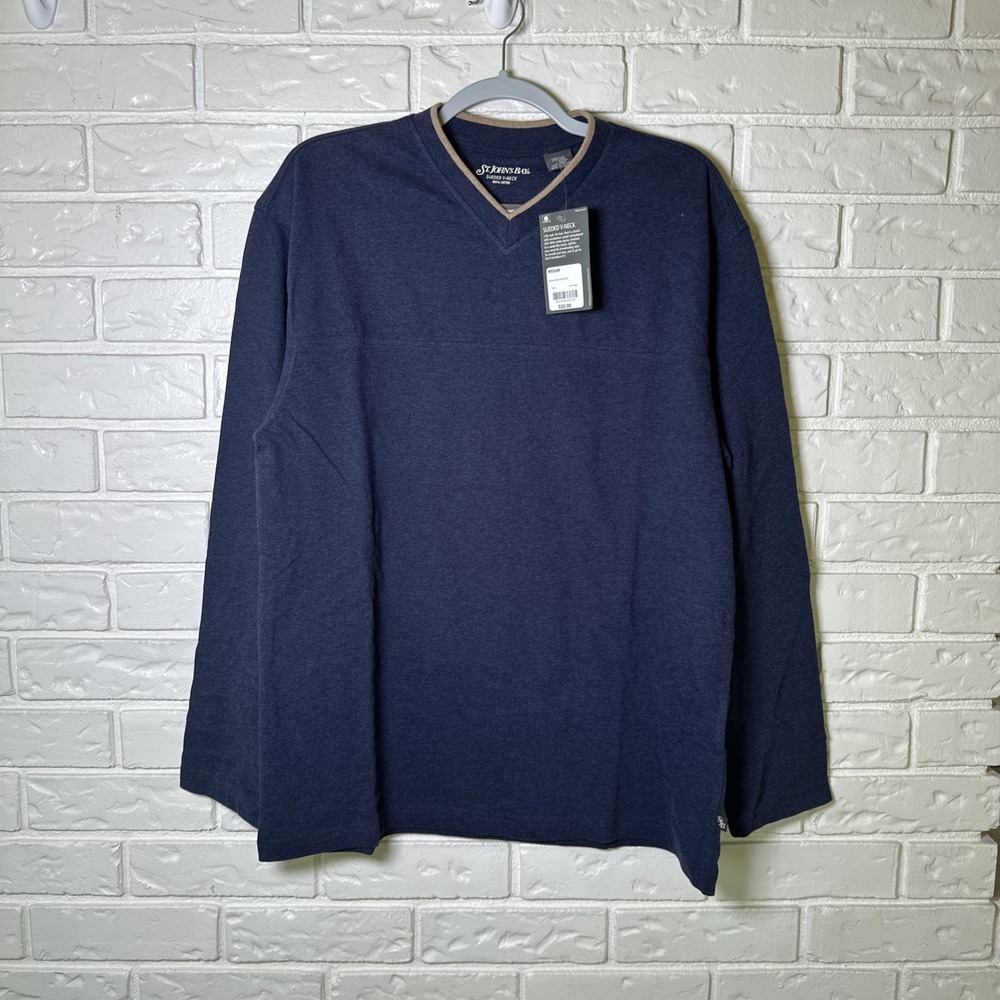 ST. John's Bay Men's‎ M Navy Blue V Neck Sweater Granola Boy NWT